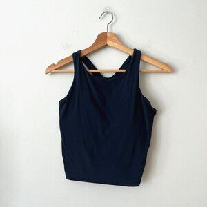 Athleta Conscious Crop Navy Blue Racerbank Tank Top Women's Size Medium